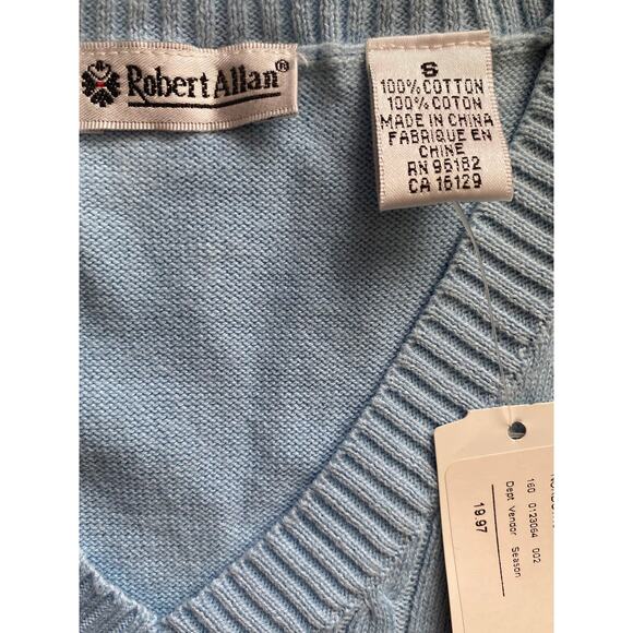 Robert Allan Kids Size Small Baby Blue Argyle V Neck Sleeveless Sweater Vest - Picture 3 of 7